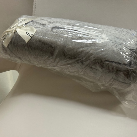 Sonoma Lavender Spa Bolster Roll Platinum Angora Grey Gray Silver Heatable NEW - Picture 2 of 16